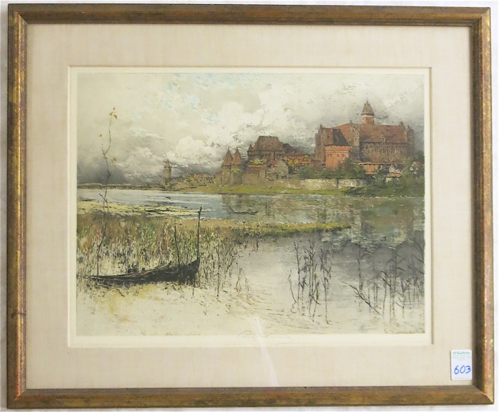 Appraisal: LUIGI KASIMIR ETCHING AND AQUATINT Austria - Marienburg Castle Germany