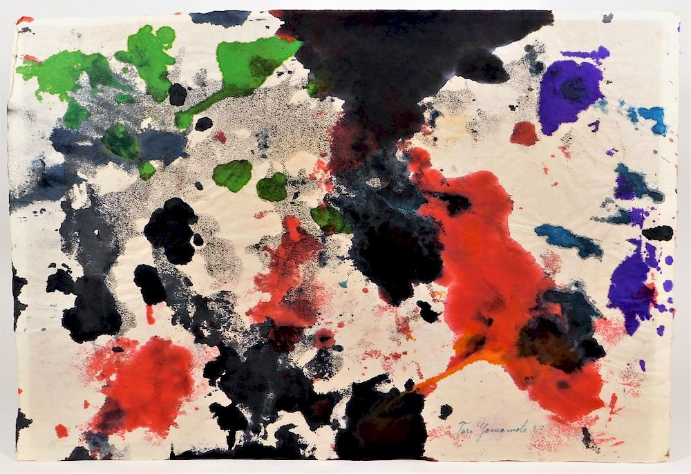 Appraisal: Taro Yamamoto Abstract Expressionist WC Painting Taro Yamamoto California Connecticut