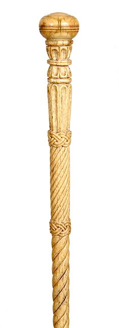 Appraisal: Ornate Whalebone Cane- Mid th Century- An ornately worked whale