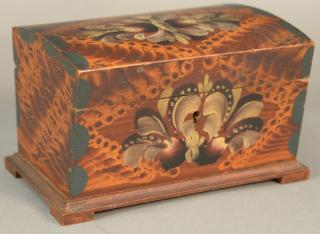 Appraisal: Miniature domed lift top box having smoke decorated design and