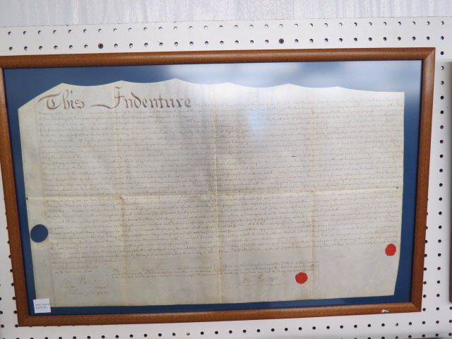 Appraisal: Philadelphia Indenture signed by Jonathan Penrose framed approx x a