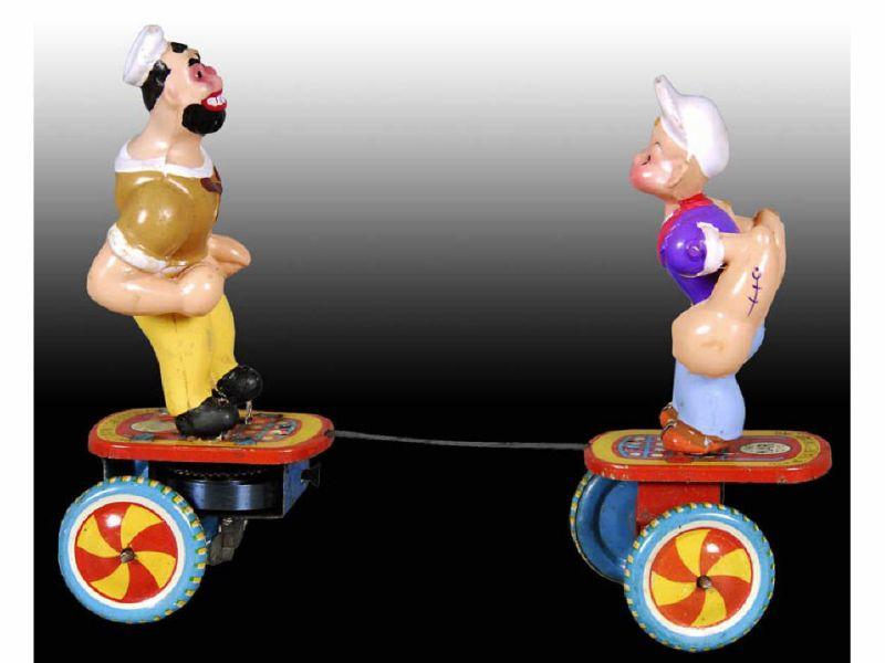 Appraisal: Linemar Popeye Mean Man Fighting Toy Description '' L Working