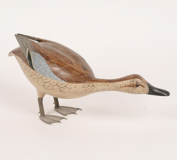 Appraisal: Artist duck decoy with sculpted metal feet signed Vergle Hodge