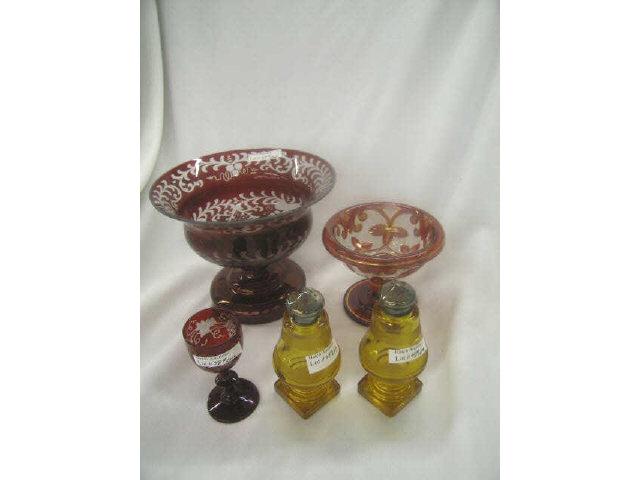 Appraisal: Pcs Victorian Bohemian Art Glass compote cordial salt pepper