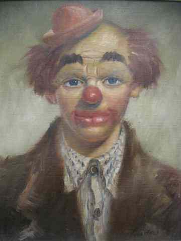 Appraisal: Sanders oil ''Red Nosed Clown''on canvas image area '' X