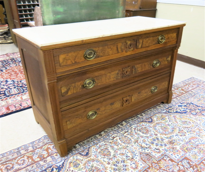 Appraisal: A VICTORIAN WALNUT LOW CHEST OF DRAWERS Charles Eastlake design