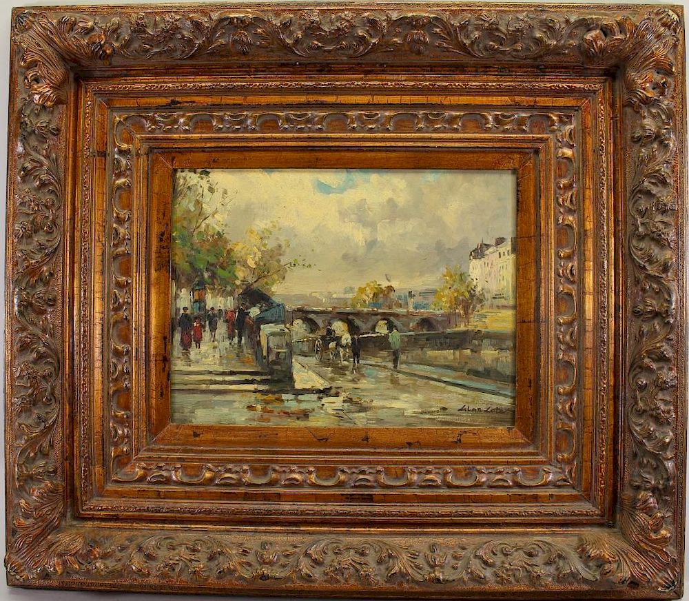 Appraisal: Signed th C French Street Scene Signed th C French