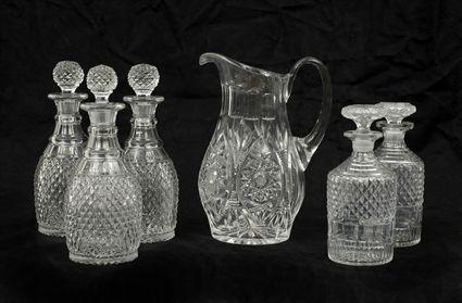 Appraisal: Five Assorted Cut Glass Decanters and an American Brilliant Cut