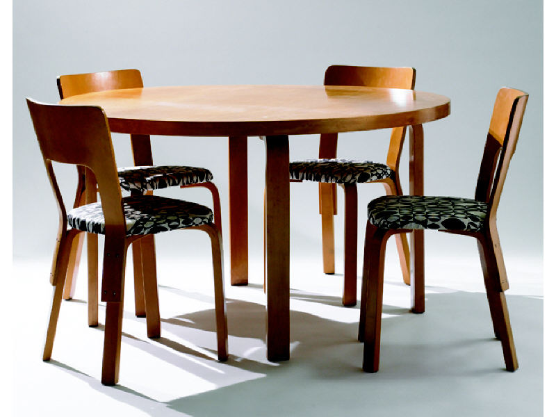 Appraisal: ALVAR AALTO FINNISH AMERICAN - Five-piece table and chair ensemble