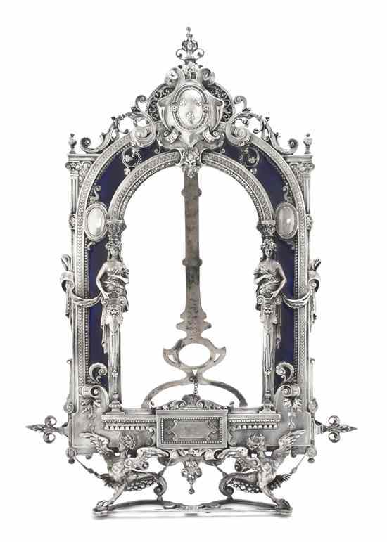 Appraisal: A German Hanau Silver and Cobalt Enameled Baroque Style Table