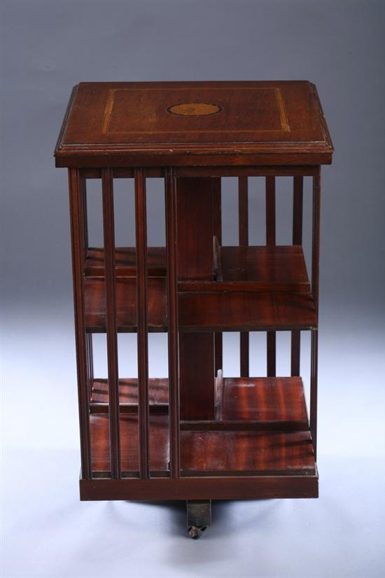 Appraisal: REGENCY STYLE INLAID MAHOGANY REVOLVING BOOKCASE TABLE Early th century