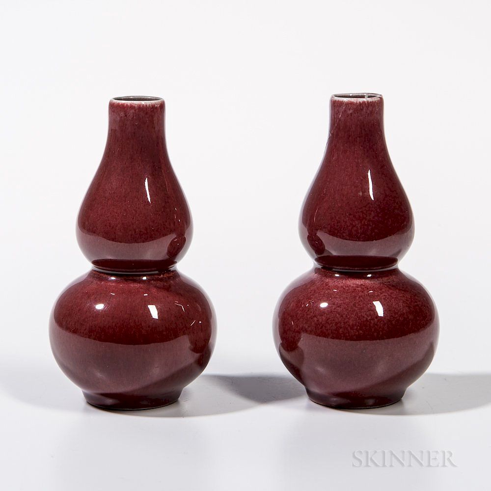 Appraisal: Pair of Small Flambe-glazed Vases Pair of Small Flambe-glazed Vases