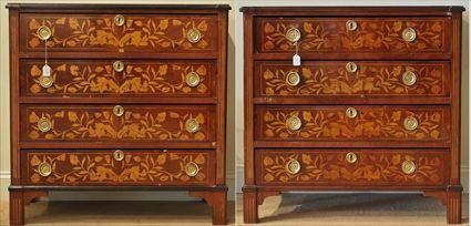 Appraisal: Pair of Dutch-Style Marquetry Commodes