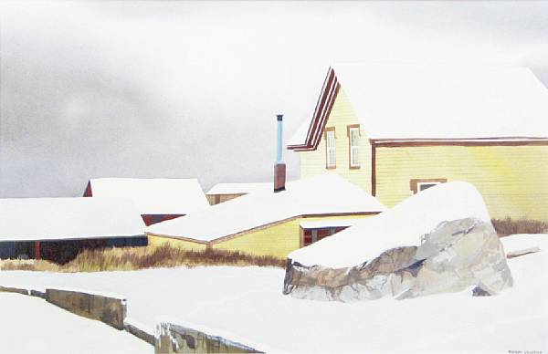 Appraisal: Morgan Douglas th century Rooftops Under Snow signed 'Morgan Douglas'