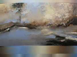 Appraisal: David Voigt born Bronze River Autumn acrylic on canvas signed