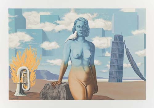 Appraisal: REN MAGRITTE after Un S duisant navire Color lithograph x