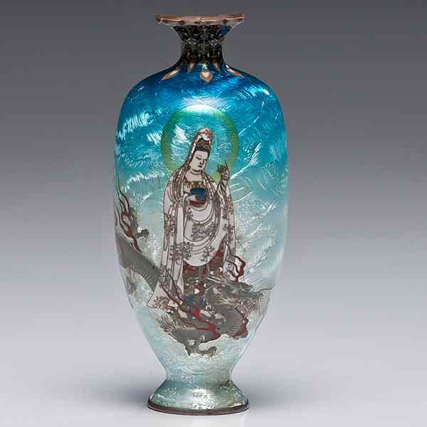 Appraisal: Cloisonn Vase by Kumeno Teitaro Japanese A cloisonn vase with