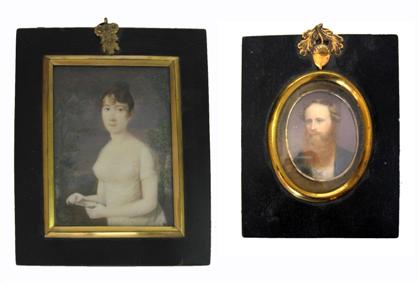 Appraisal: Anglo-Continental School th century two miniature portraits The first a