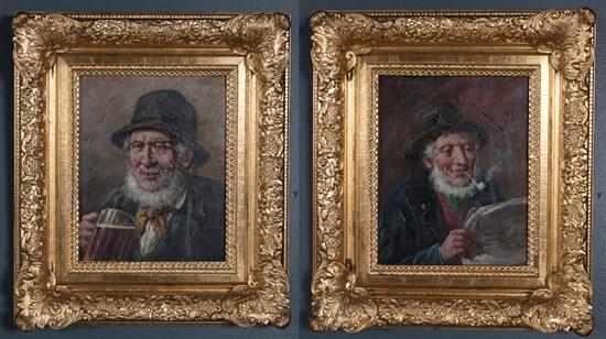 Appraisal: L Gunther German late th century Portraits of peasant men