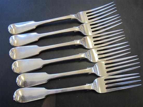 Appraisal: SIX VICTORIAN STERLING SILVER DINNER FORKS