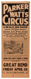 Appraisal: Parker and Watts Circus Central Show Printing Co ca Broadside