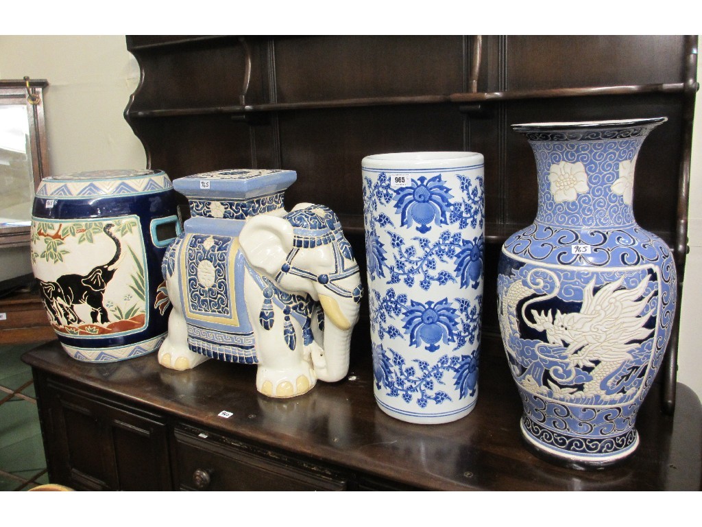 Appraisal: Lot of assorted Oriental vases elephant seats