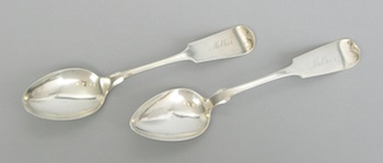 Appraisal: Two Silver Serving Spoons Engraved Mother Two silver serving spoons