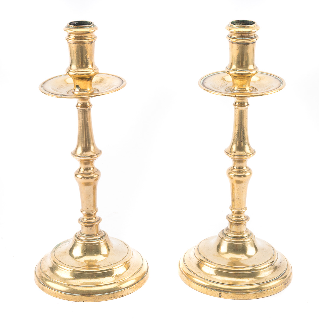 Appraisal: Pair of Dutch Heemskerk brass candlesticks late th early th