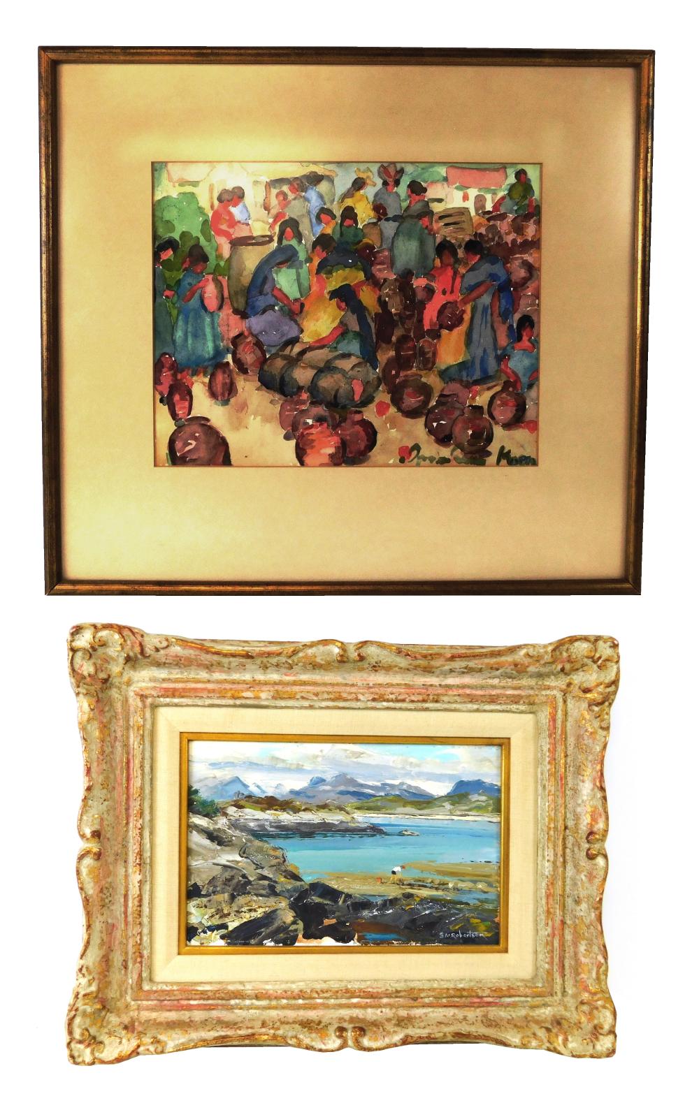 Appraisal: Two framed artworks Sheila MacLeod Robertson British b oil on