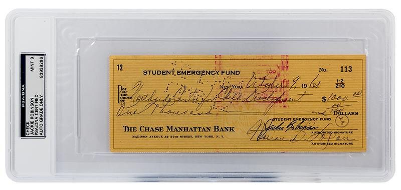 Appraisal: Jackie Robinson Signed Check Robinson Jackie Jackie Robinson Signed Check