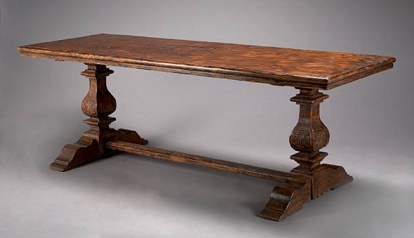 Appraisal: An Italian Baroque style hardwood refectory table The rectangular top