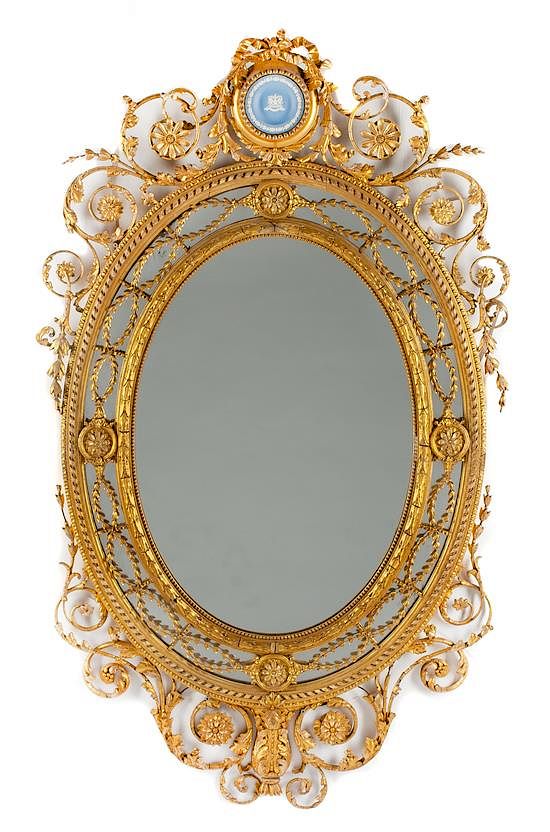 Appraisal: A Louis XVI Style Giltwood Mirror Height x width inches