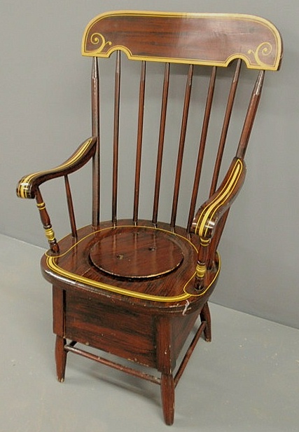 Appraisal: Windsor potty chair c with paint decoration of a later