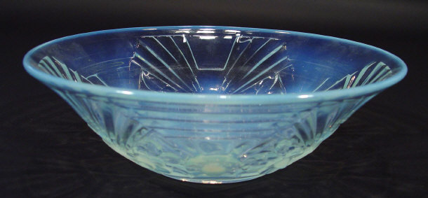 Appraisal: Art Deco style opalescent glass bowl moulded with flowers registered