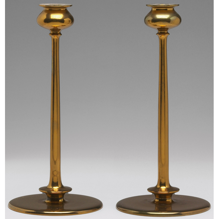 Appraisal: Arts and Crafts candlesticks pair large form in brass with