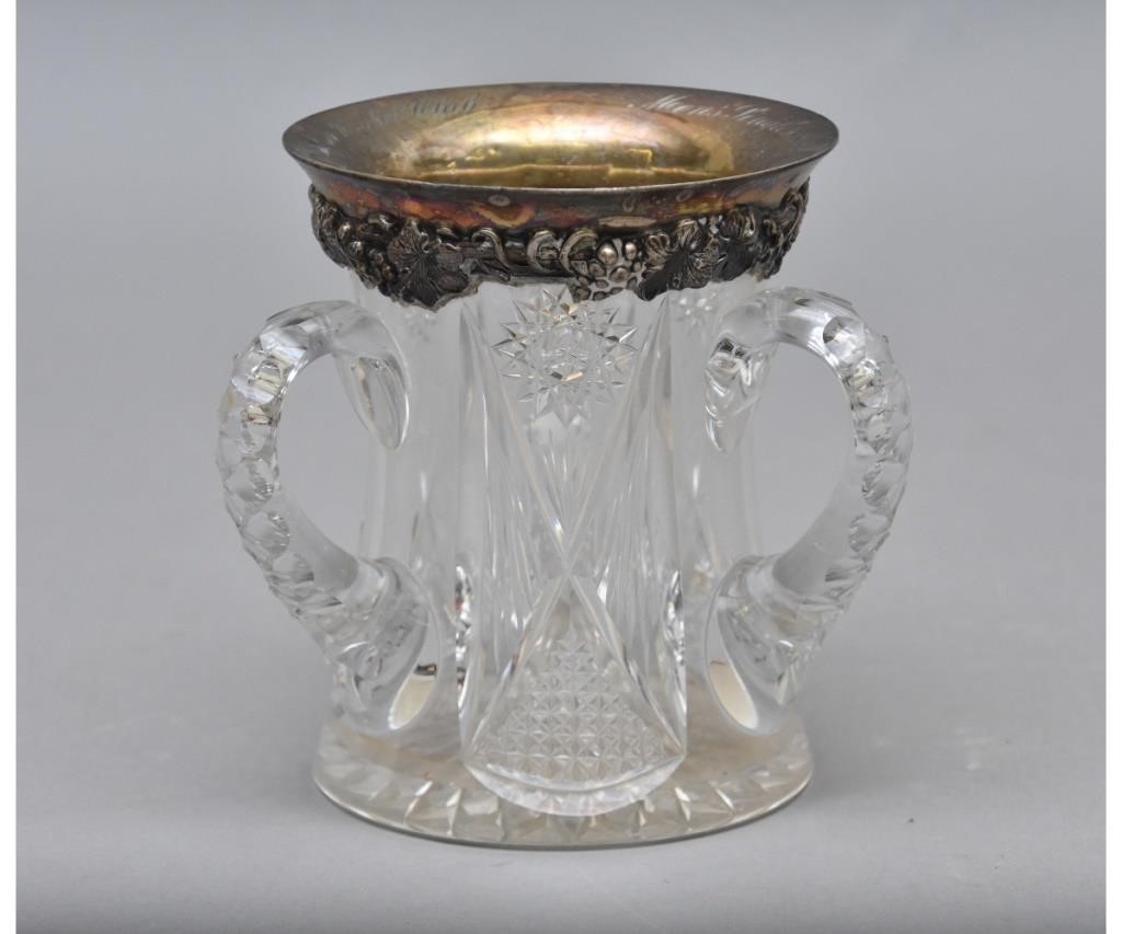 Appraisal: Cut glass and sterling rimmed trophy cup inscribed Dr Robert