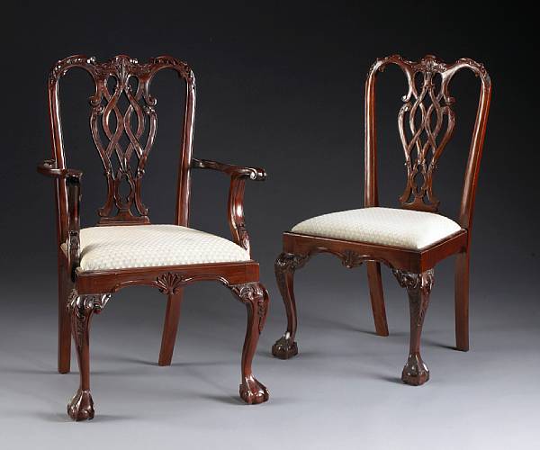 Appraisal: A set of ten George III style mahogany dining chairs