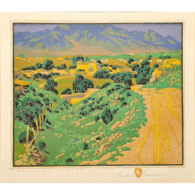 Appraisal: GUSTAVE BAUMANN Rare color woodblock print Condition Report Excellent condition