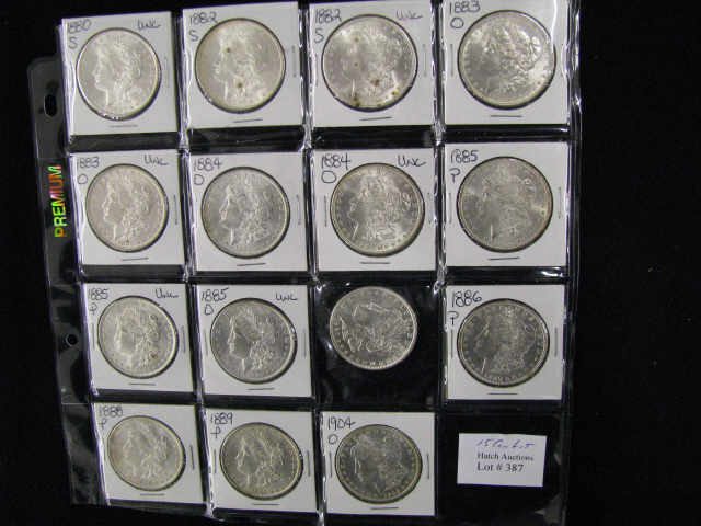 Appraisal: Morgan Silver Dollars uncirculated -S to -O mixed