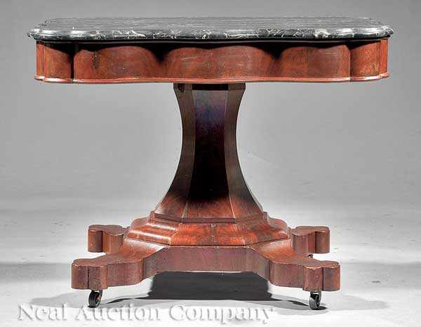 Appraisal: An American Late Classical Mahogany Center Table c serpentine black