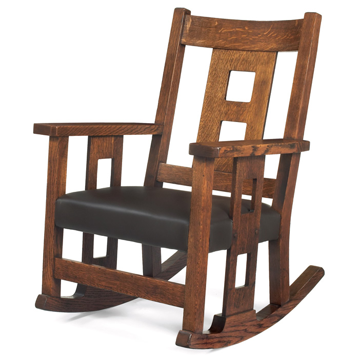 Appraisal: Rare Limbert rocker similar to square cut-out details to back