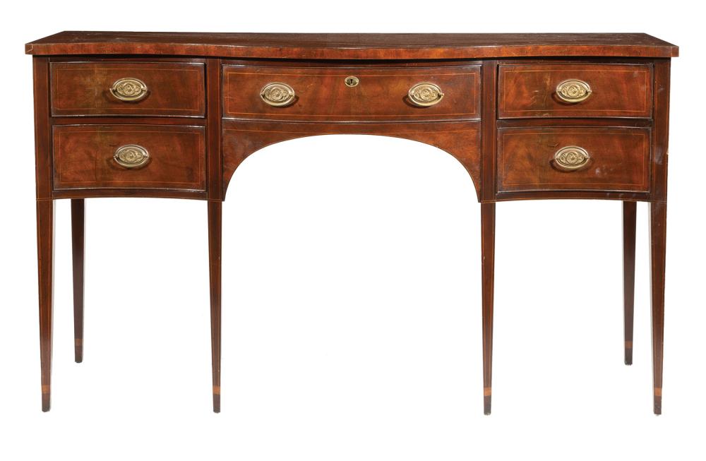 Appraisal: Federal-Style Mahogany Sideboard Baker Furniture labeled Historic Charleston Collection serpentine