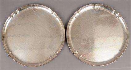 Appraisal: Pair of American Arts and Crafts Sterling Silver Round Trays