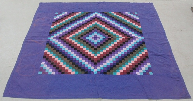 Appraisal: - Colorful Amish Around the World pattern quilt As found