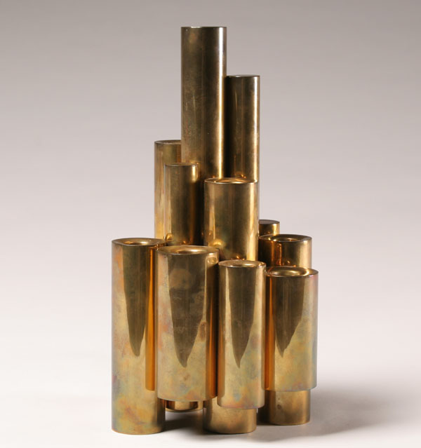 Appraisal: Machine Age brass candle holder in the style of Gio