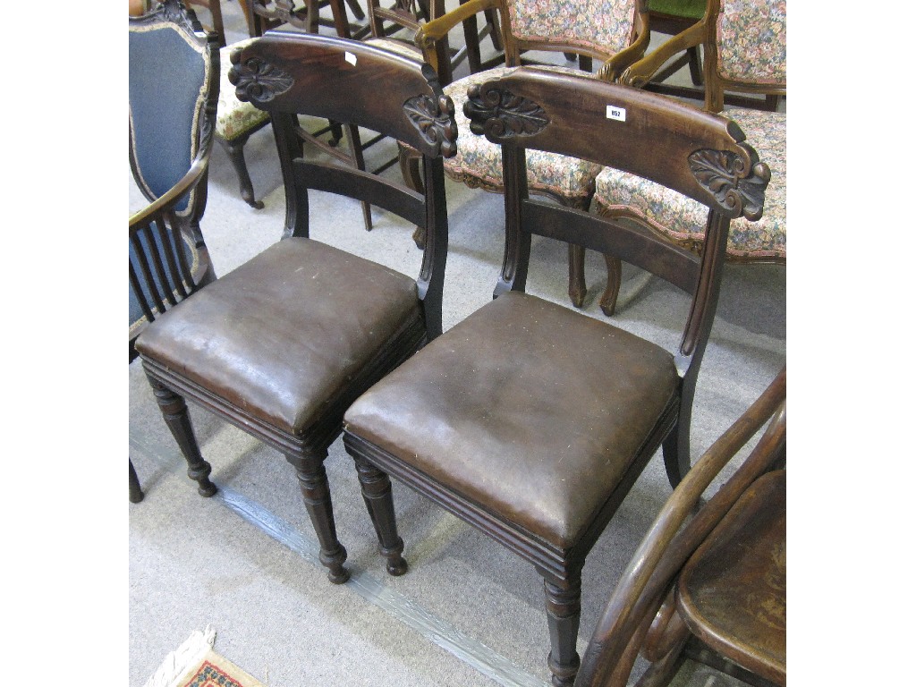 Appraisal: Pair of Regency mahogany dining chairs