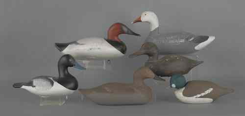 Appraisal: Six contemporary carved and painted duck decoys signed Parker Bryant