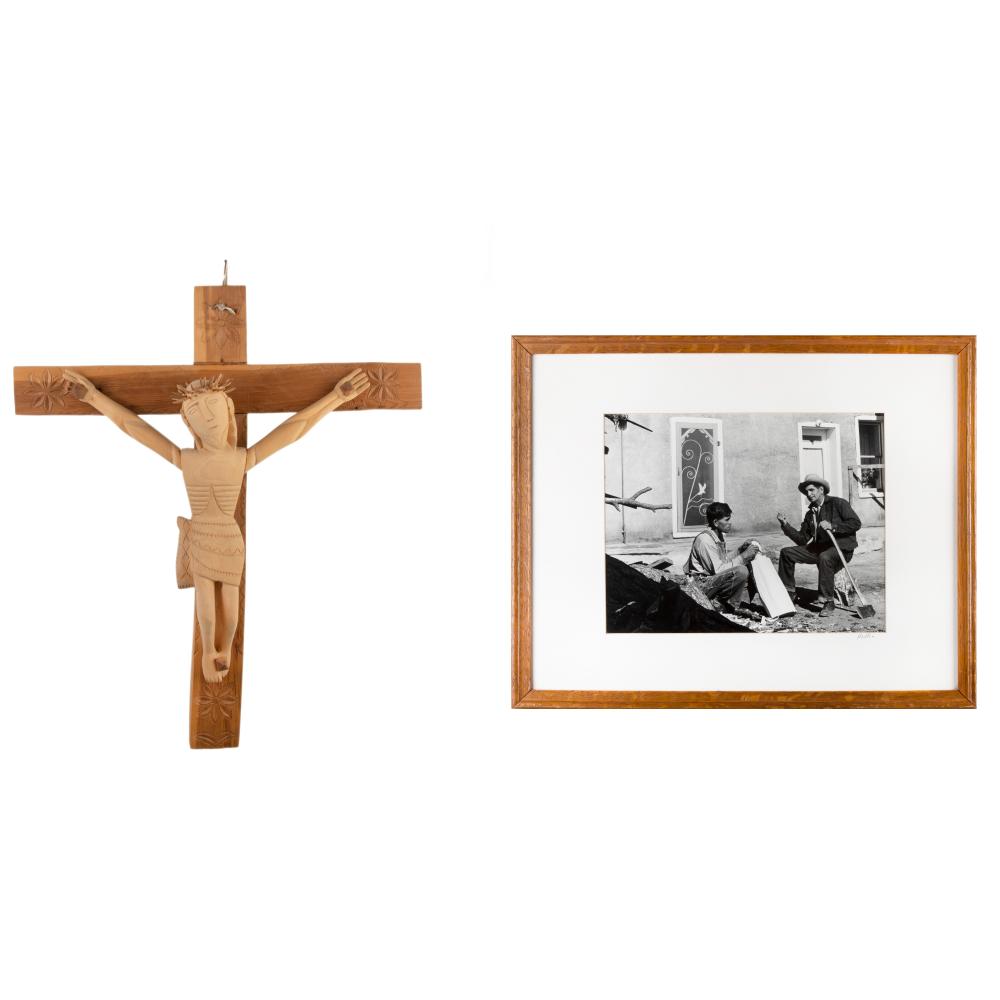 Appraisal: GEORGE T LOPEZ CRISTO CRUCIFICADO WITH PHOTO OF ARTIST BY