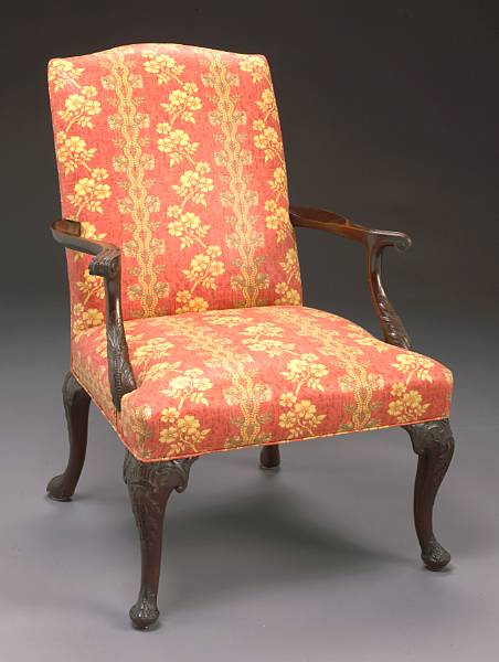 Appraisal: A George II style carved mahogany library armchair fourth quarter