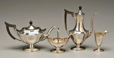 Appraisal: Gorham sterling tea service Plymouth pattern wooden handles and finials